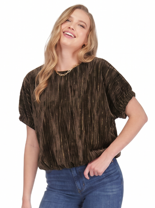 Cinched Sleeve Top • Brown