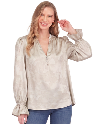 Split Neck Top • Bone