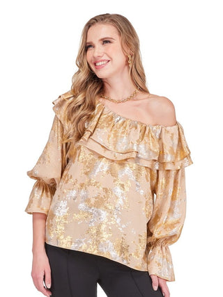 Ruffles Off Shoulder Top • Gold