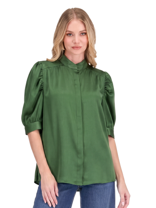 Ruched Sleeve Blouse • Green
