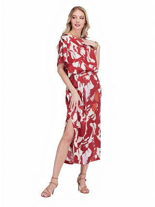 Blouson Cinched Waist Midi Dress • Scarlet Grace