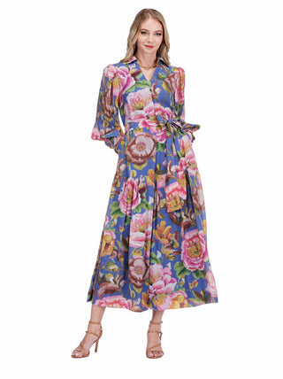Split V-Neck Tiered Maxi Dress • Cobalt Bloom