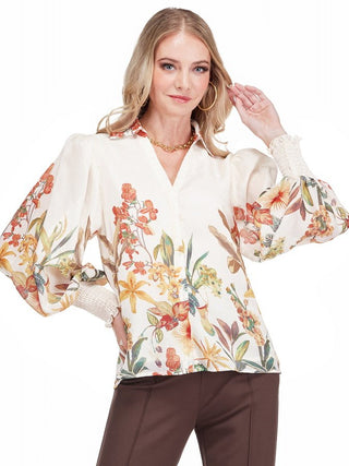 Collar Split V-Neck Blouse • Wild Bloom