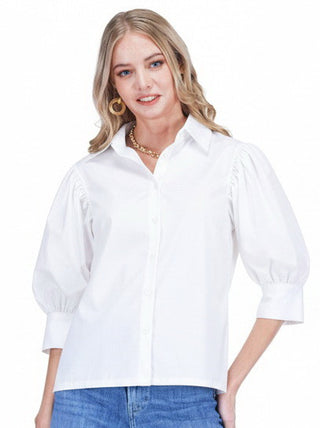 Puff Sleeve Button Up Shirt • White