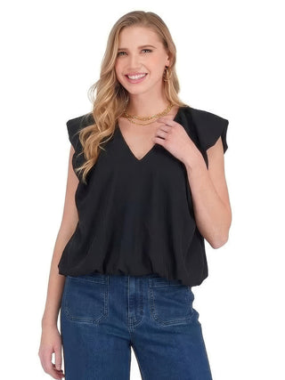V-Neck Balloon Top • Black