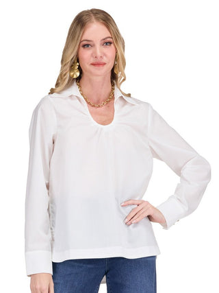 Horseshoe Neck Blouse • White