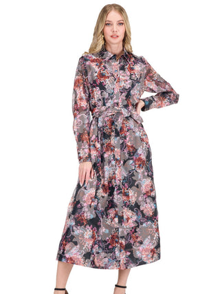Pleated Waist 50" Shirtdress • Autumn Paisley