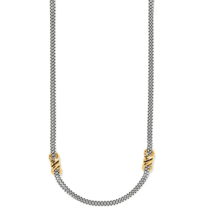 Interlok Twist Two Tone Double Chain Necklace