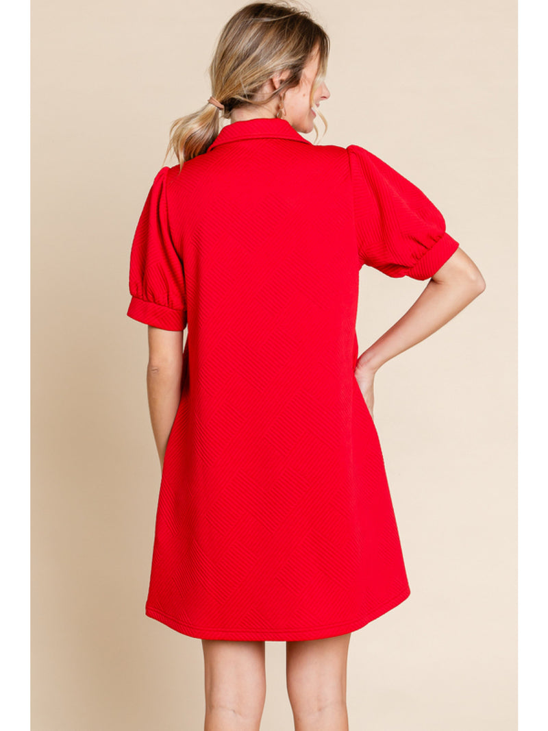 Simple Chic V Neck Dress • Red