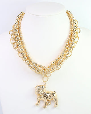 Bree Beaded Layered Necklace Standing Dog • Gold