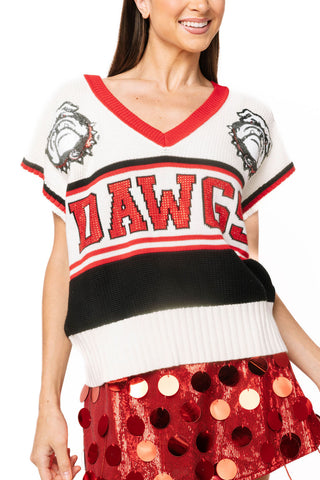 QOS Licensed UGA Double Mascot Sweater V-Neck Tank