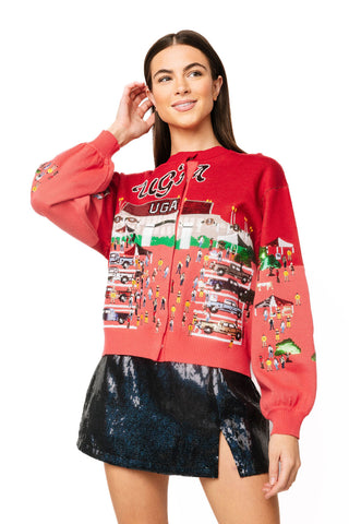 QOS Licensed UGA Stadium Tailgate Party Button Up Cardigan