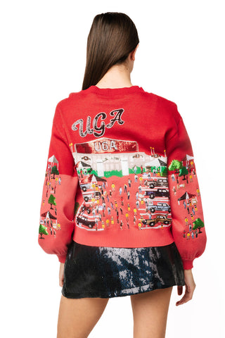 QOS Licensed UGA Stadium Tailgate Party Button Up Cardigan