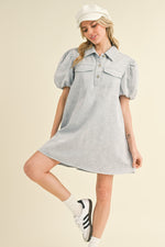 Back on Board Collared Mini Dress • Light Denim