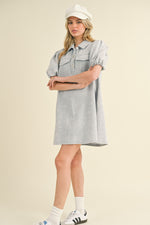 Back on Board Collared Mini Dress • Light Denim