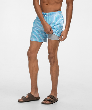 Clubhouse Seersucker Swim Shorts • Coastal Breeze