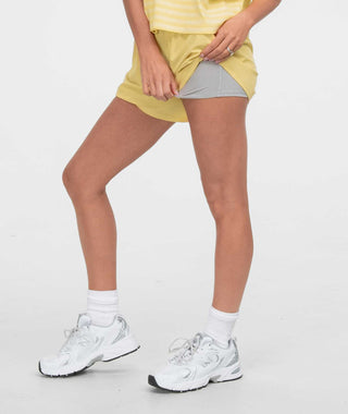 Womens Lined Hybrid Shorts • Lemon Drop