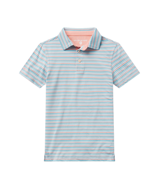 Youth Grant Striped Polo • Island Coral