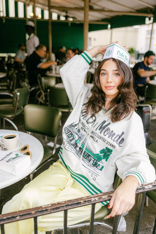 QOS Licensed Grey Sport Stripe 'Café Du Monde' Sweatshirt