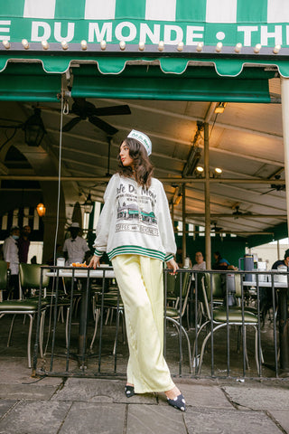 QOS Licensed Grey Sport Stripe 'Café Du Monde' Sweatshirt