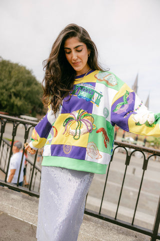 QOS Checkered Mardi Gras Icon Sweatshirt