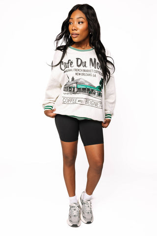 QOS Licensed Grey Sport Stripe 'Café Du Monde' Sweatshirt