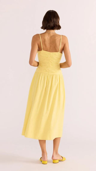 Ophelia Ruched Midi Dress • Lemon