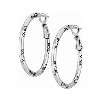 Oval Hoop Charm Earrings • Silver