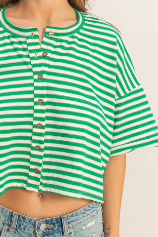Striped Button-Up Tee