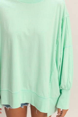 Oversized Seam Detail Long Sleeve Top • Mint