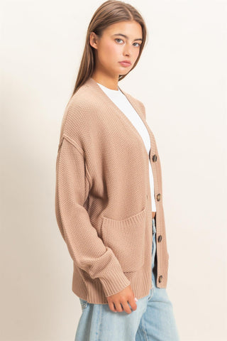 Holland Oversized Knit Buttoned Cardigan • Dark Taupe