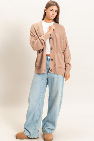 Holland Oversized Knit Buttoned Cardigan • Dark Taupe
