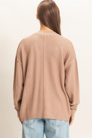 Holland Oversized Knit Buttoned Cardigan • Dark Taupe
