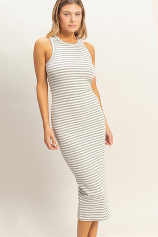 Eminence Striped Ribbed Tank Dress • Heather Grey