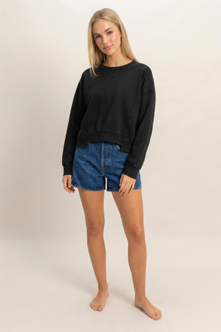 Hayes Acid Wash Crew Neck Sweatshirt • Black