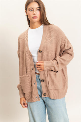 Holland Oversized Knit Buttoned Cardigan • Dark Taupe