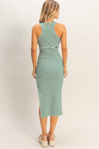 Eminence Striped Ribbed Tank Dress • Green
