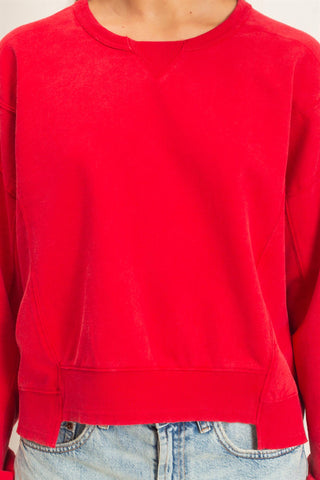Hayes Acid Wash Crew Neck Sweatshirt • Red
