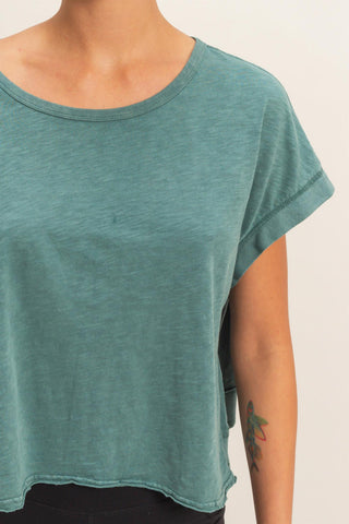 Jana Acid Wash Open Back Top • Dark Teal