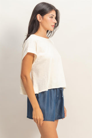 Jana Acid Wash Open Back Top • Whip Cream