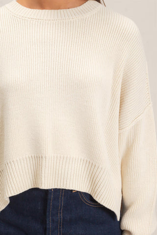 Henley Ribbed Drop Shoulder Sweater • Cream