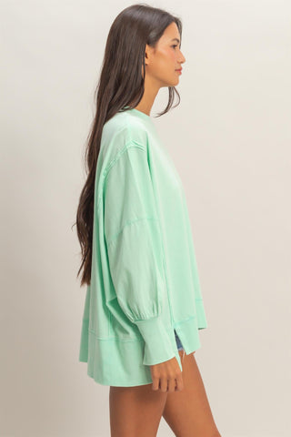 Oversized Seam Detail Long Sleeve Top • Mint