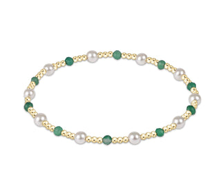 Extends Pearl Sincerity Pattern 4mm Bead Bracelet • Green Onyx