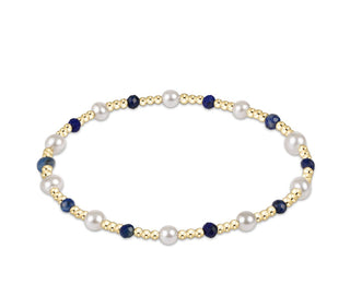Extends Pearl Sincerity Pattern 4mm Bead Bracelet • Lapis