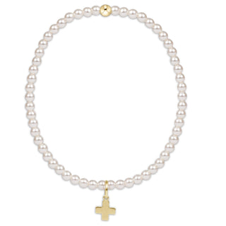 egirl Classic Pearl 3mm Bracelet • Signature Cross Gold Charm
