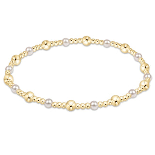 Classic Gold Sincerity Pattern 4mm Bead Bracelet • Pearl