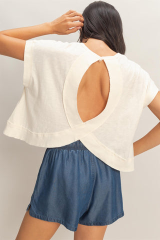 Jana Acid Wash Open Back Top • Whip Cream