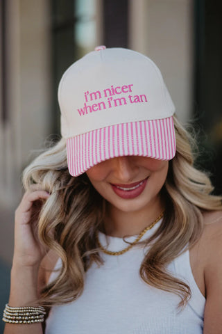 I'm Nicer When I'm Tan Vintage Hat • Pink