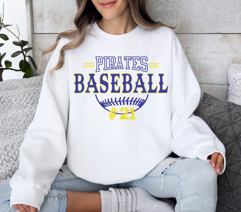 Pirate Baseball Personalized Sweatshirt • White