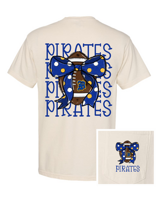 Pirates Football Bow Pocket Tee • Ivory
